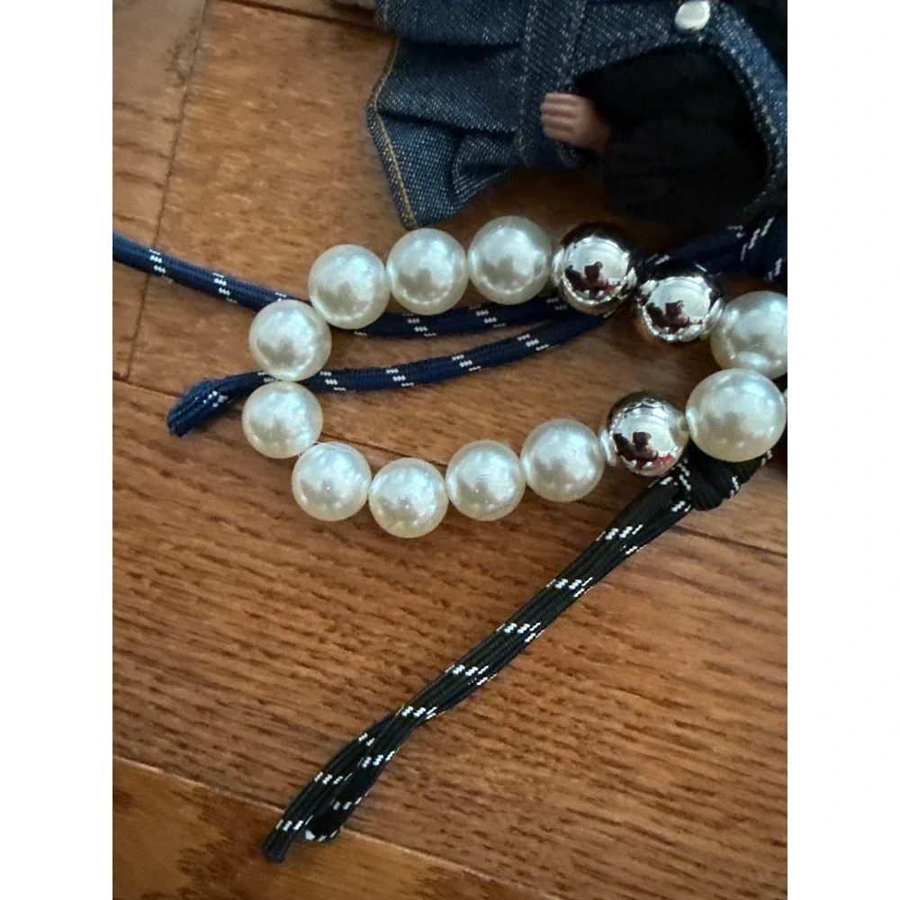 Mezzo Piano Doll Keychain Denim Jumper Strawberry Beaded Charm Harajuku Y2K